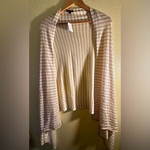 Ann Taylor Cream and Tan Striped Wrap